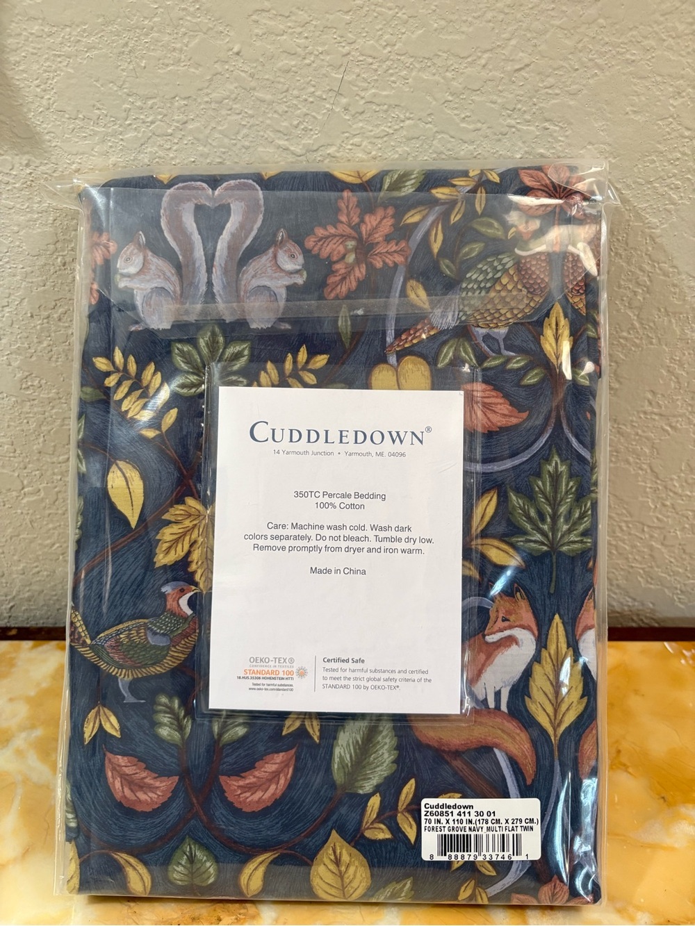 Cuddledown Woodland Forest Grove Navy Wildlife 🆕 Cotton Twin Flat Sheet